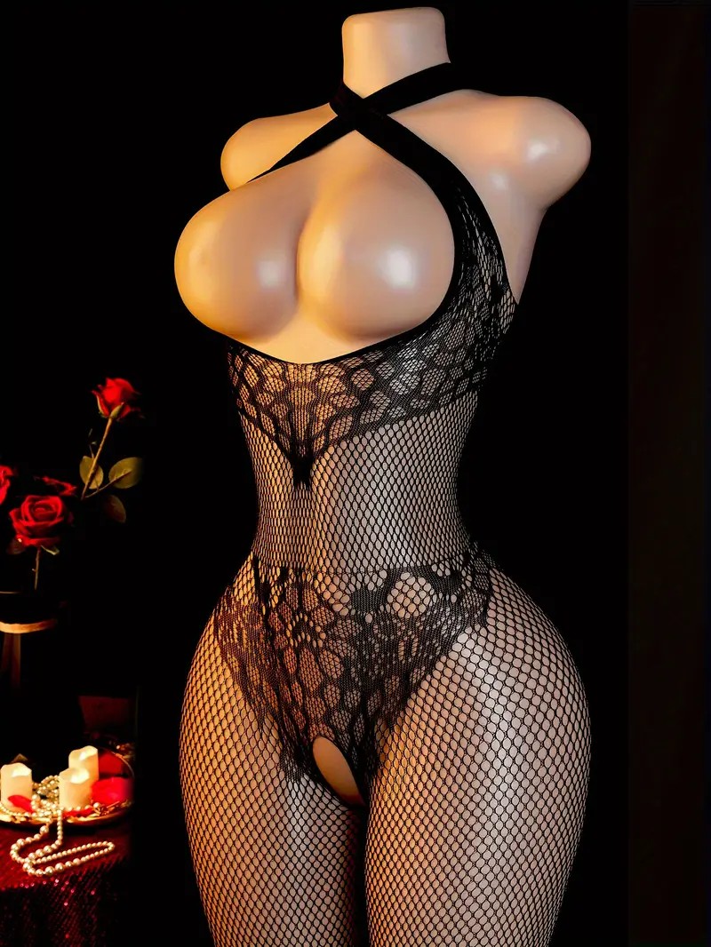 ชุดนอนซีทรูรัดรูปแบบผูกคอ สายเ - Bodystocking Fishnet บทวิจารณ์และราคา